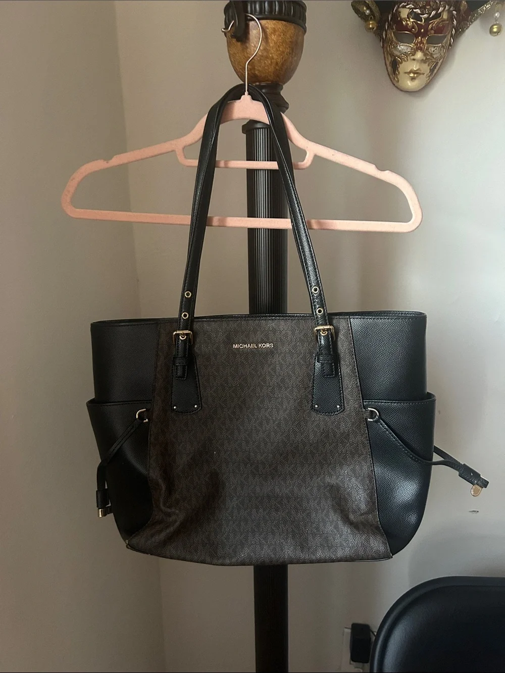Michael Kors Brown & Black Monogram Tote
